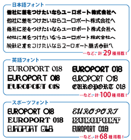 合計197種類のフォントが初期搭載されております