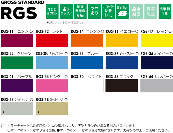 アイコンと色チップ