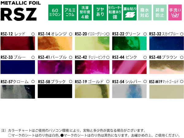 アイコンと色チップ