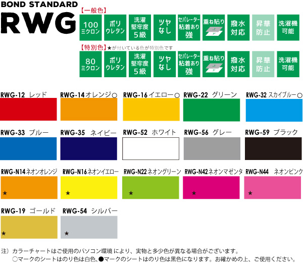 アイコンと色チップ